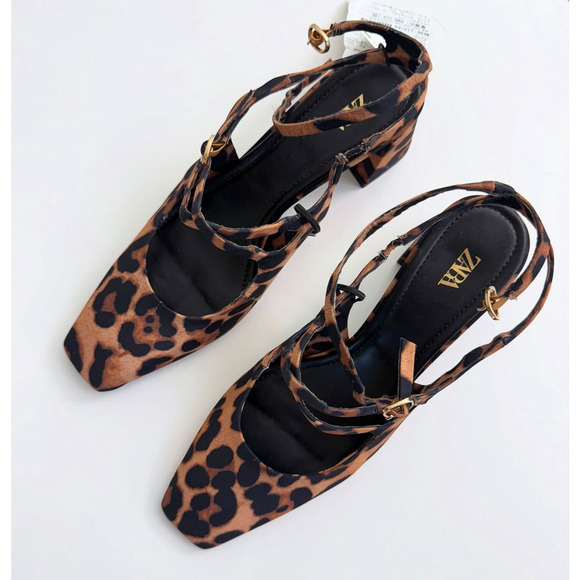 ZARA Leopard Print Mary Jane Block Heels NWT – Animal Print Buckled Strap Shoes - Picture 8 of 16